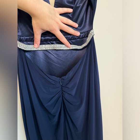 Navy Blue Bodycon Gown with gemstone detail - Picture 6 of 13